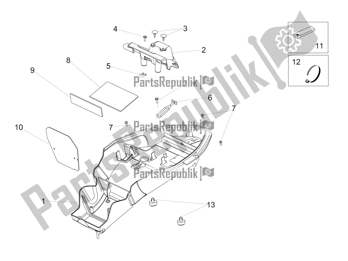 All parts for the Saddle Compartment of the Aprilia Dorsoduro 900 ABS Apac 2018