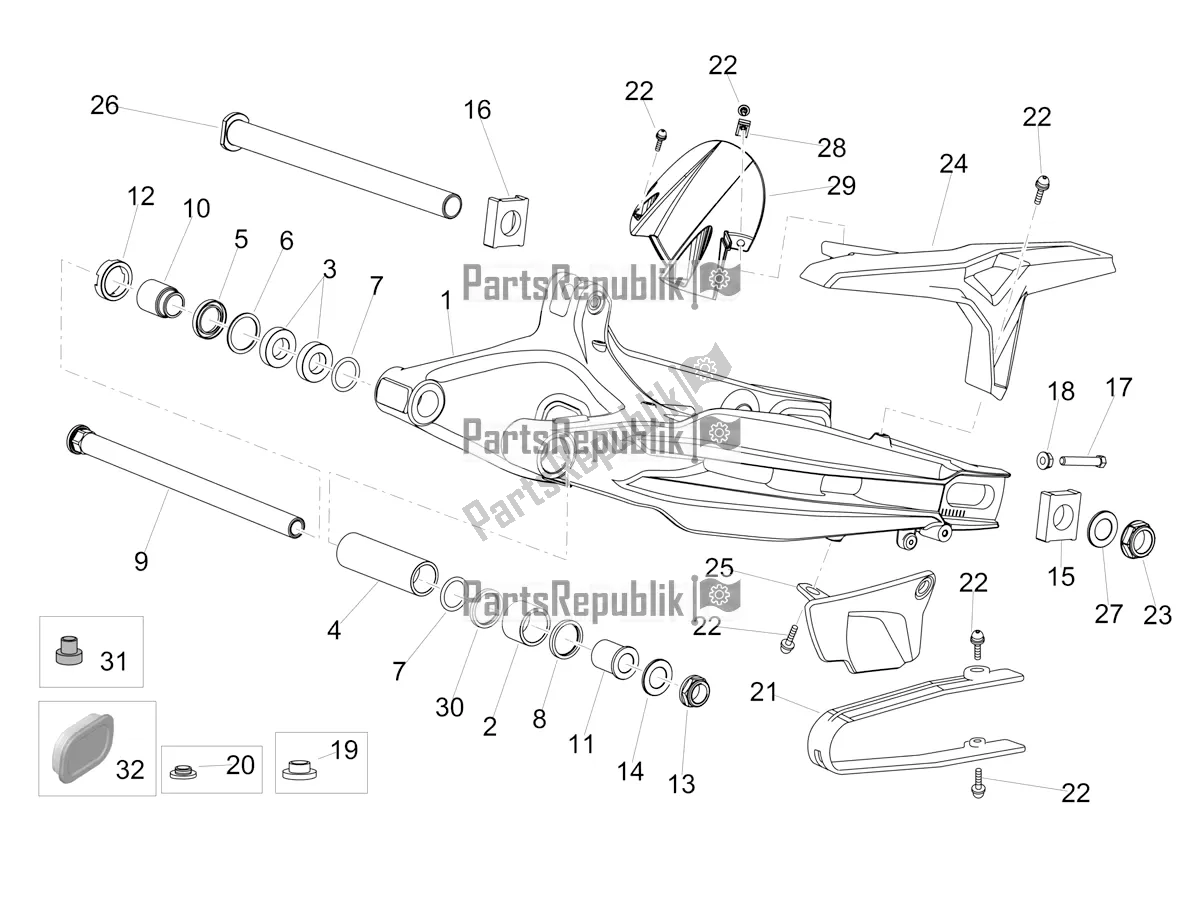 Toutes les pièces pour le Bras Oscillant du Aprilia Dorsoduro 900 ABS Apac 2018