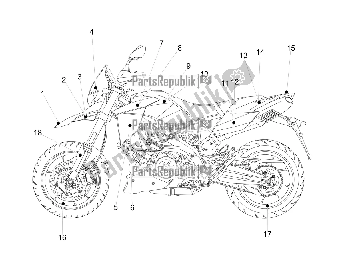 Alle onderdelen voor de Sticker van de Aprilia Dorsoduro 900 ABS Apac 2019