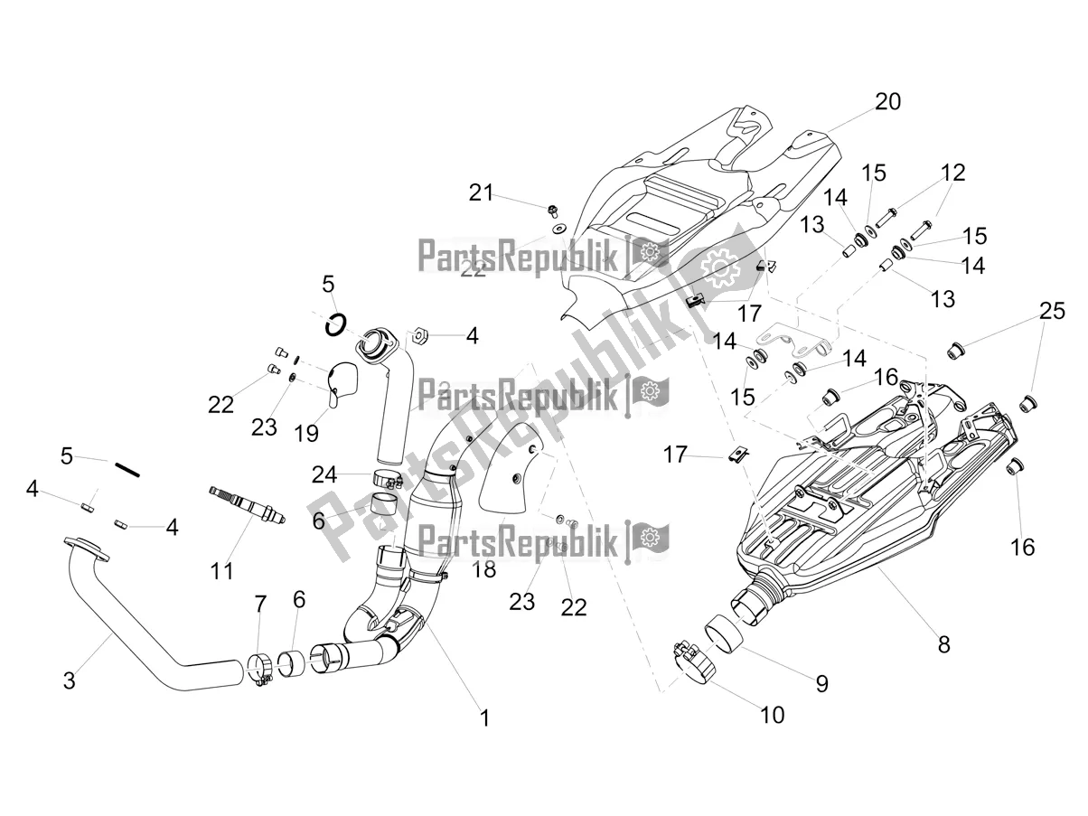 All parts for the Exhaust Pipe of the Aprilia Dorsoduro 900 ABS Apac 2019