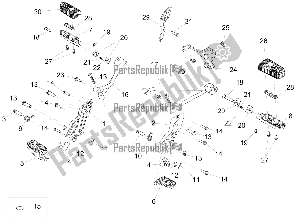 All parts for the Foot Rests of the Aprilia Dorsoduro 900 ABS Apac 2019