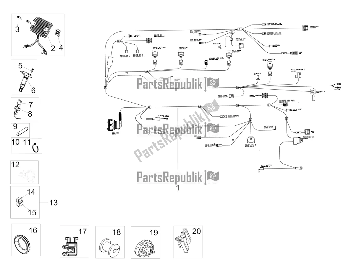 All parts for the Front Electrical System of the Aprilia Dorsoduro 900 ABS Apac 2019