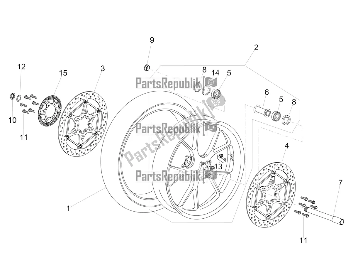 All parts for the Front Wheel of the Aprilia Dorsoduro 900 ABS Apac 2019