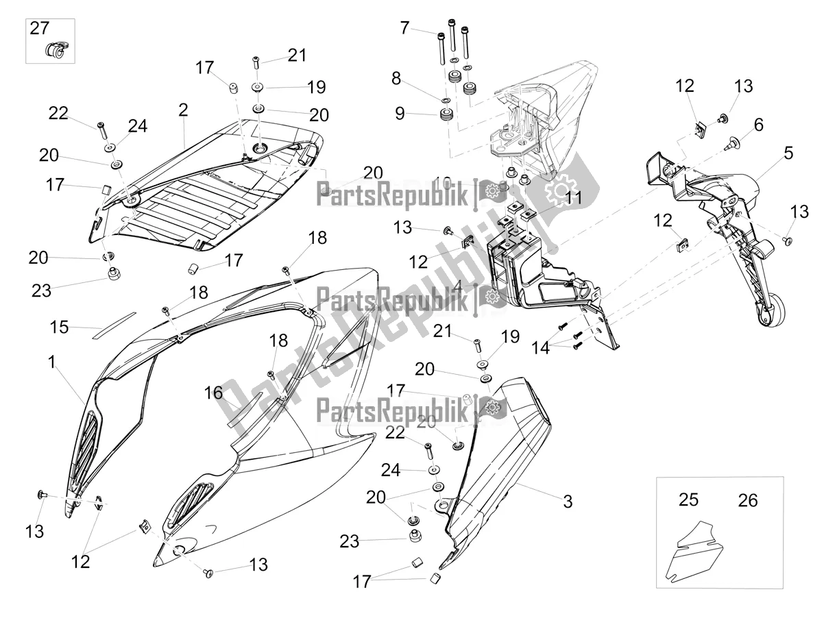 All parts for the Rear Body of the Aprilia Dorsoduro 900 ABS Apac 2019