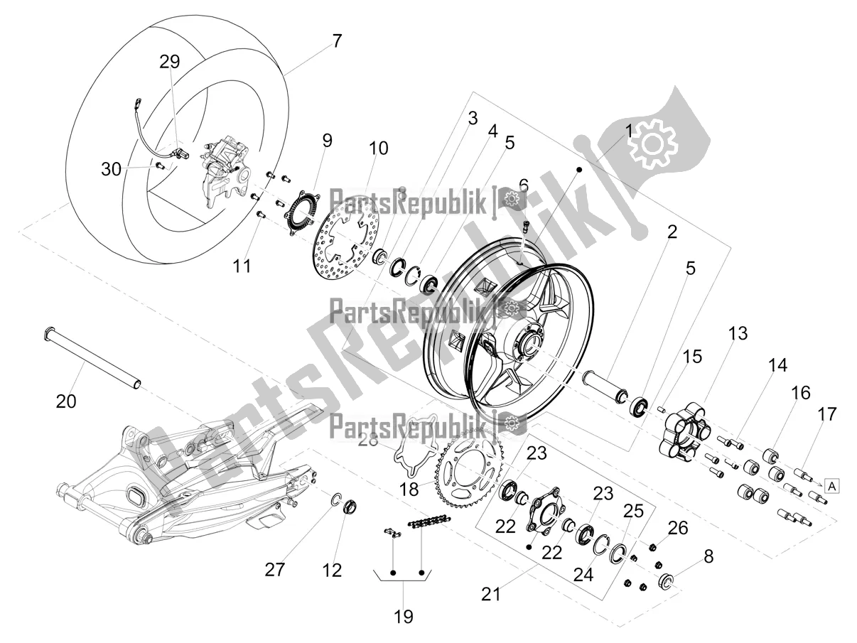 Tutte le parti per il Ruota Posteriore del Aprilia Dorsoduro 900 ABS Apac 2019