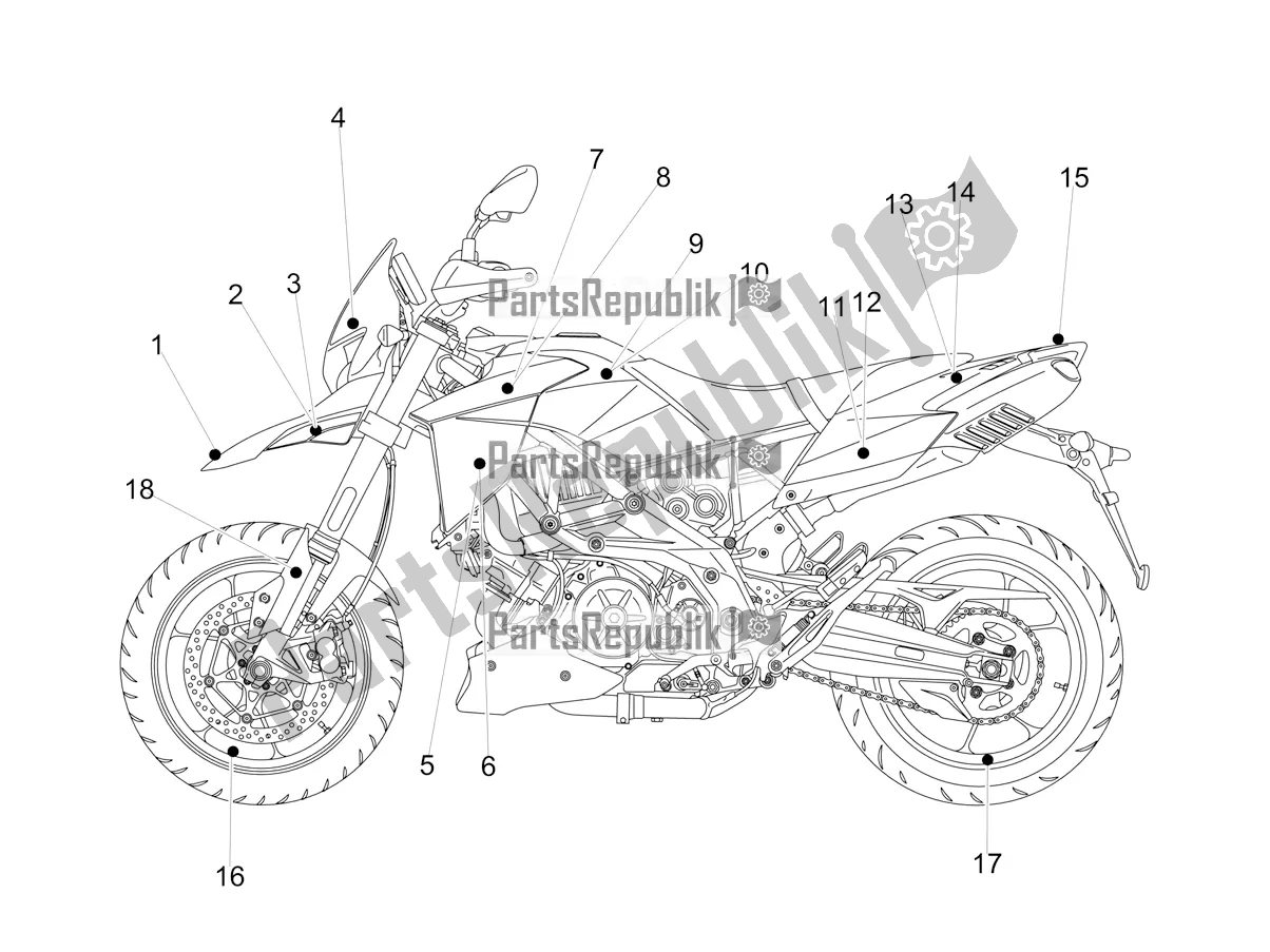 Tutte le parti per il Decalcomania del Aprilia Dorsoduro 900 ABS Apac 2020