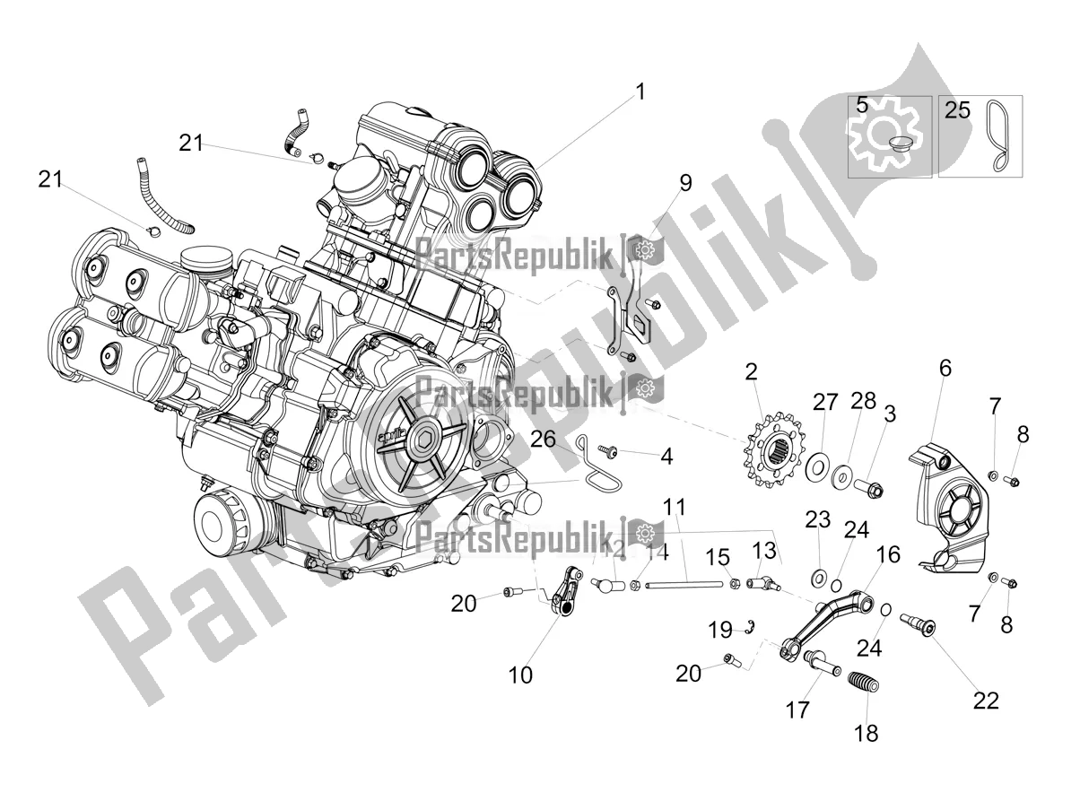 Todas as partes de Alavanca Parcial De Completação Do Motor do Aprilia Dorsoduro 900 ABS Apac 2020