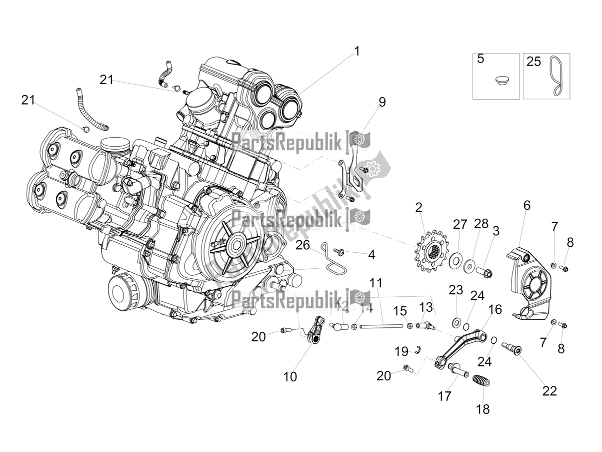 All parts for the Engine-completing Part-lever of the Aprilia Dorsoduro 900 ABS Apac 2020