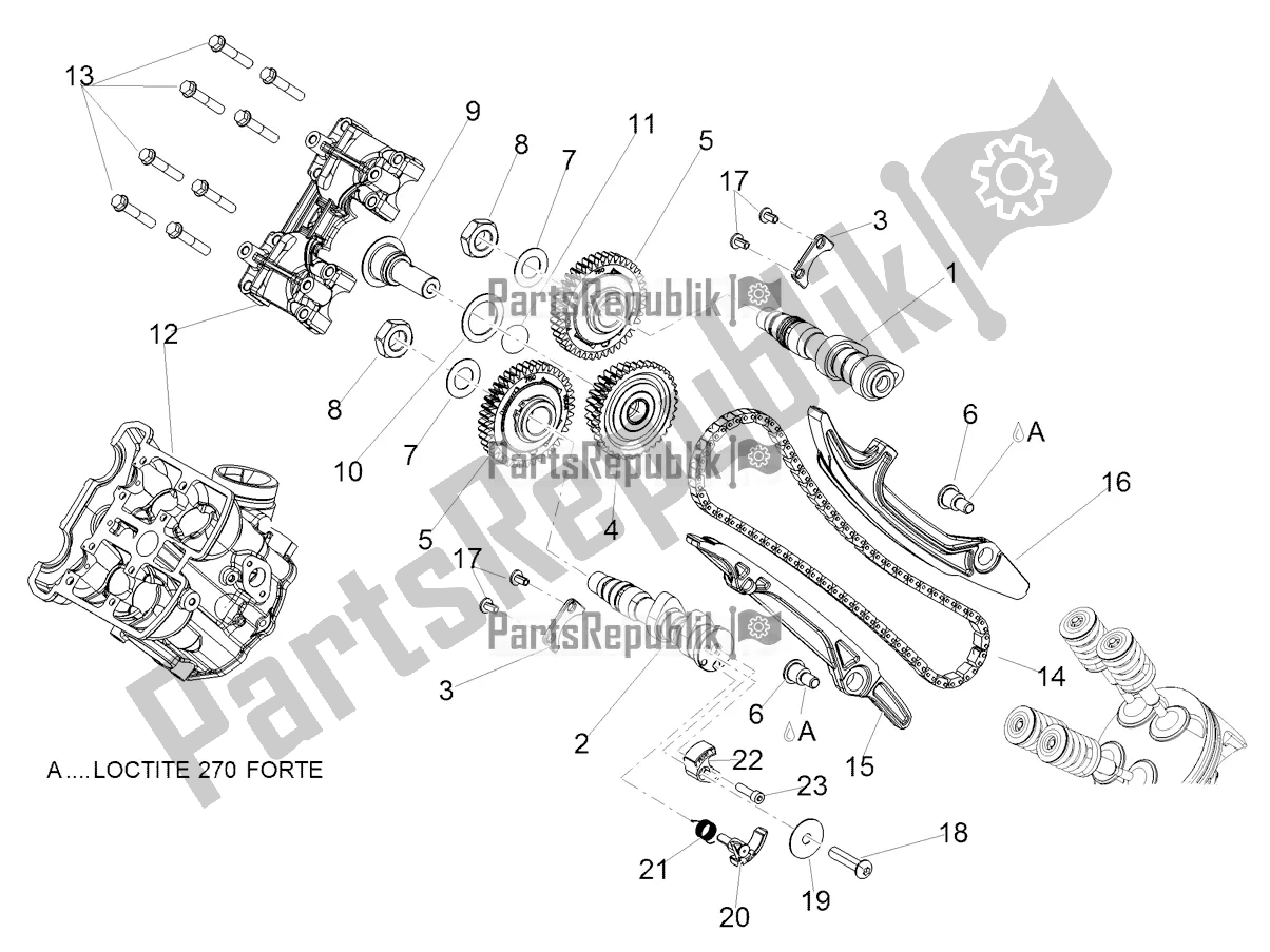 All parts for the Front Cylinder Timing System of the Aprilia Dorsoduro 900 ABS Apac 2020