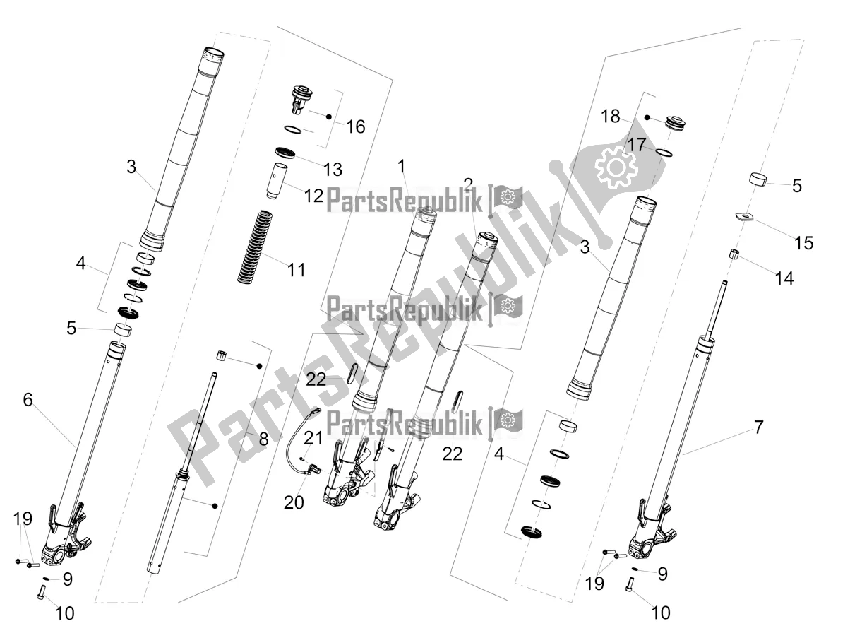 Todas as partes de Garfo Dianteiro Caiaba do Aprilia Dorsoduro 900 ABS Apac 2020