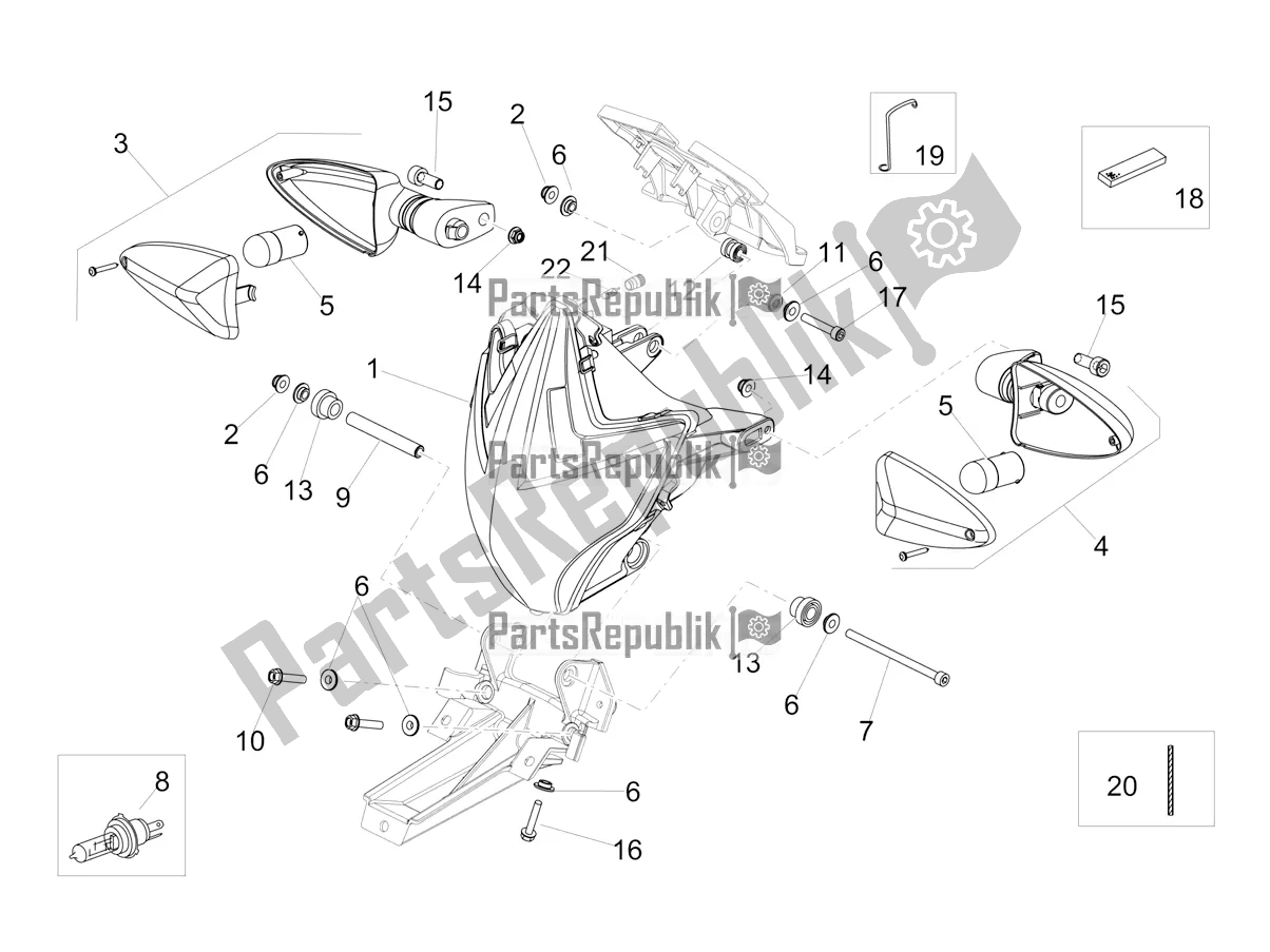 Alle onderdelen voor de Voorlichten van de Aprilia Dorsoduro 900 ABS Apac 2020