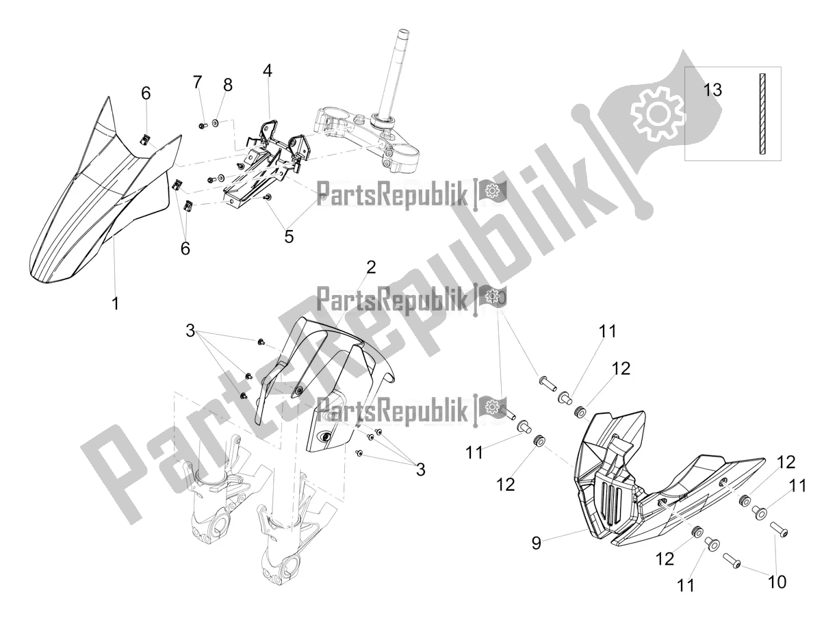 Tutte le parti per il Parafango Anteriore-colonna del Aprilia Dorsoduro 900 ABS Apac 2020