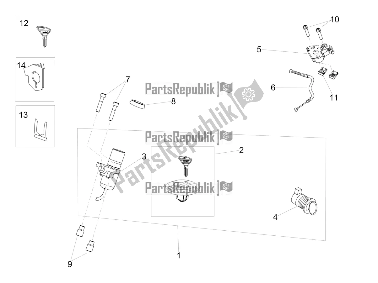Tutte le parti per il Serrature del Aprilia Dorsoduro 900 ABS Apac 2020