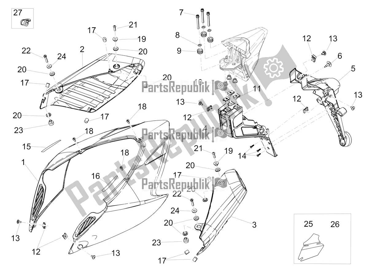 Alle onderdelen voor de Achterlichaam van de Aprilia Dorsoduro 900 ABS Apac 2020