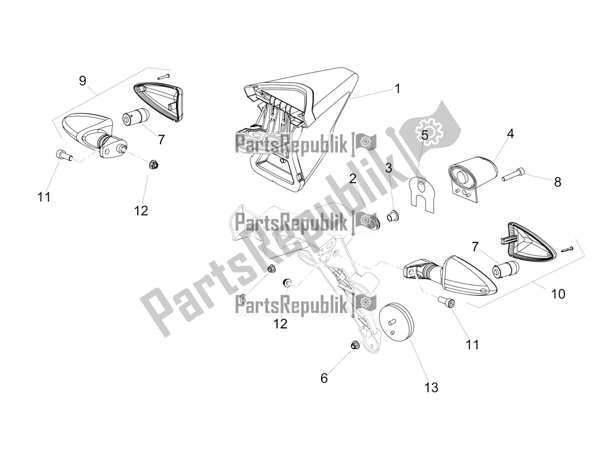 All parts for the Rear Lights of the Aprilia Dorsoduro 900 ABS Apac 2020