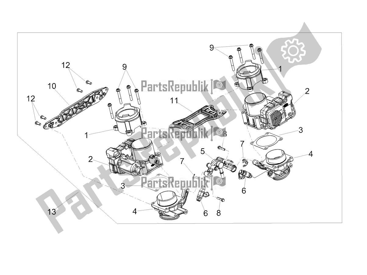 Alle onderdelen voor de Gasklephuis van de Aprilia Dorsoduro 900 ABS Apac 2020