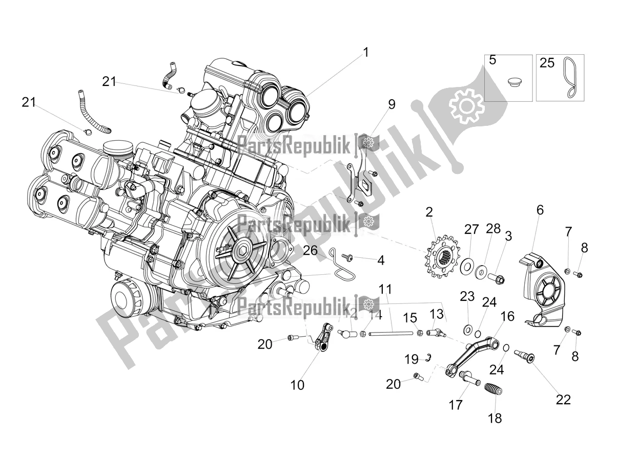 All parts for the Engine-completing Part-lever of the Aprilia Dorsoduro 900 ABS Apac 2021