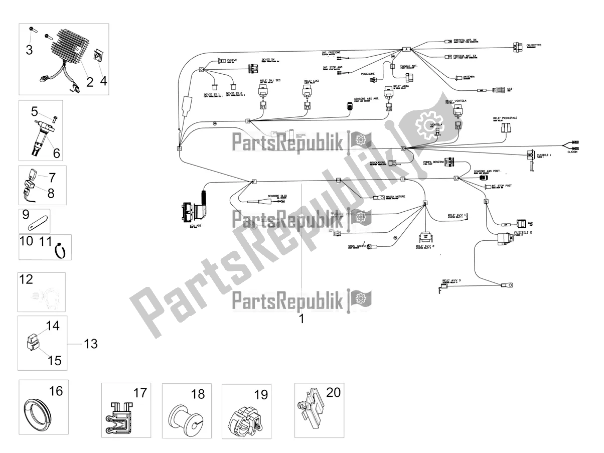 All parts for the Front Electrical System of the Aprilia Dorsoduro 900 ABS Apac 2021