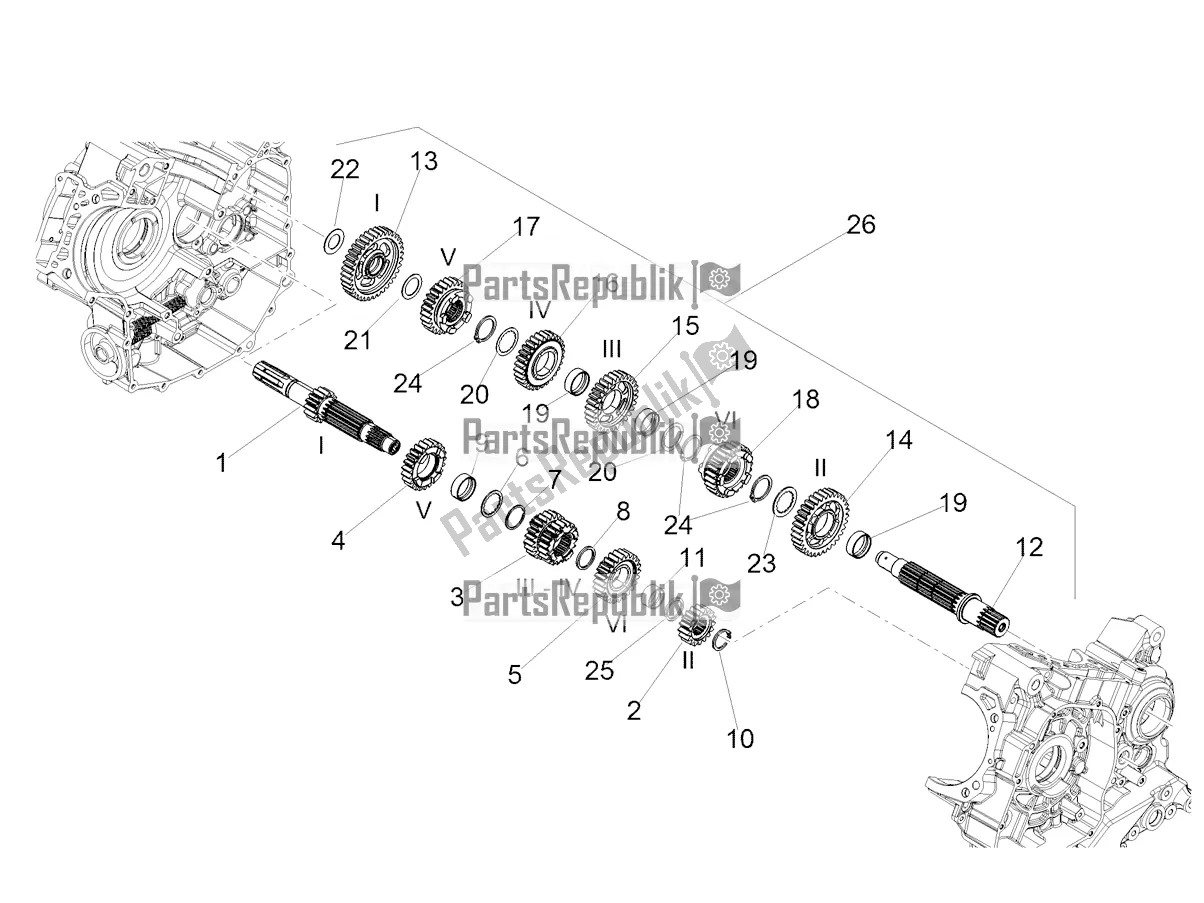 Tutte le parti per il Scatola Ingranaggi - Gruppo Ingranaggi del Aprilia Dorsoduro 900 ABS Apac 2021