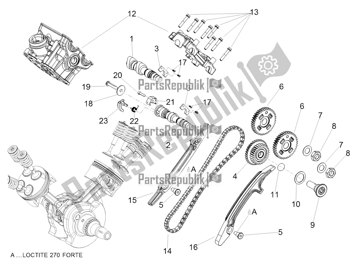 All parts for the Rear Cylinder Timing System of the Aprilia Dorsoduro 900 ABS Apac 2021