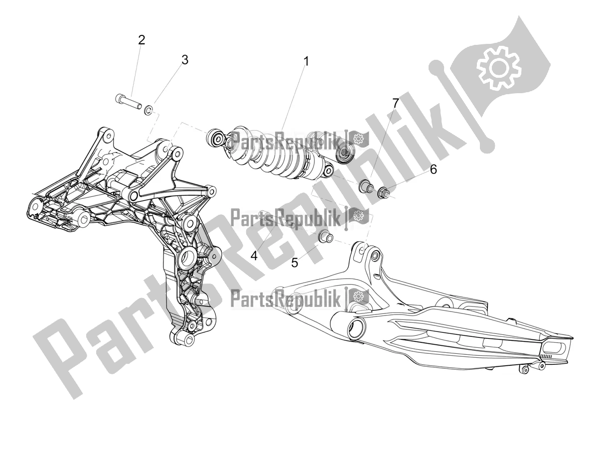 All parts for the Shock Absorber of the Aprilia Dorsoduro 900 ABS Apac 2021