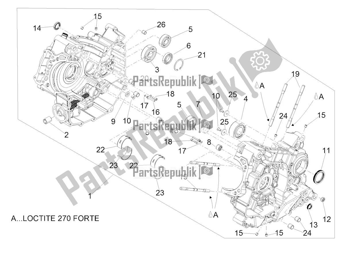 All parts for the Crankcases I of the Aprilia Dorsoduro 900 ABS USA 2018