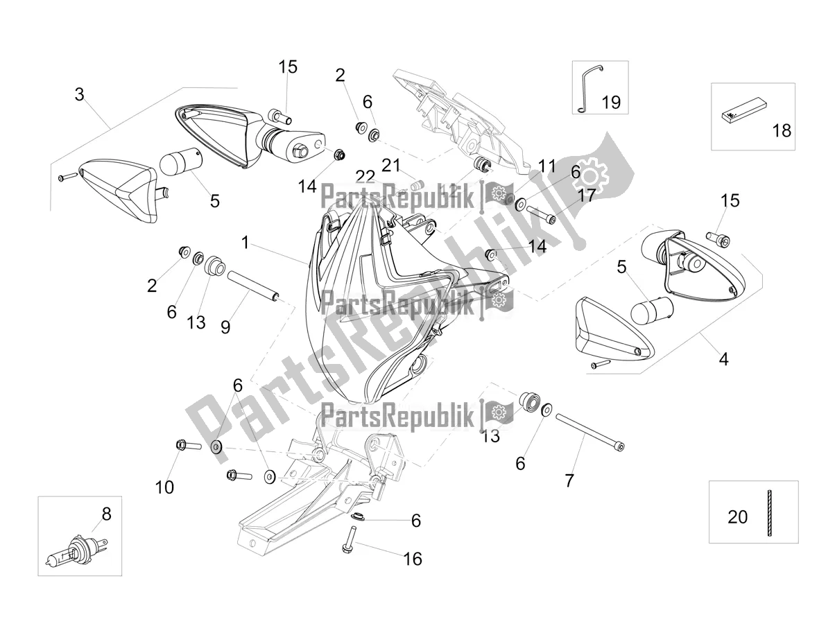 All parts for the Front Lights of the Aprilia Dorsoduro 900 ABS USA 2018