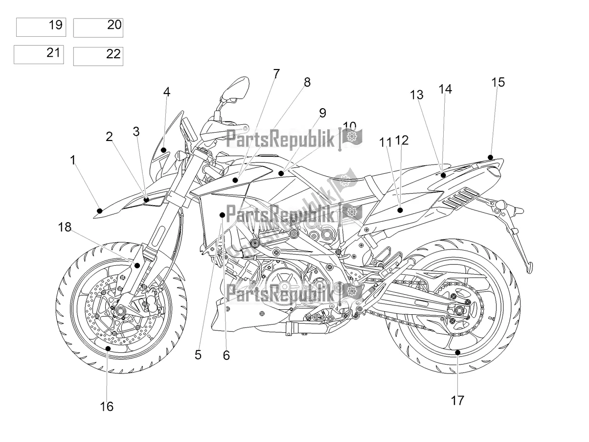 Alle onderdelen voor de Sticker van de Aprilia Dorsoduro 900 ABS USA 2019