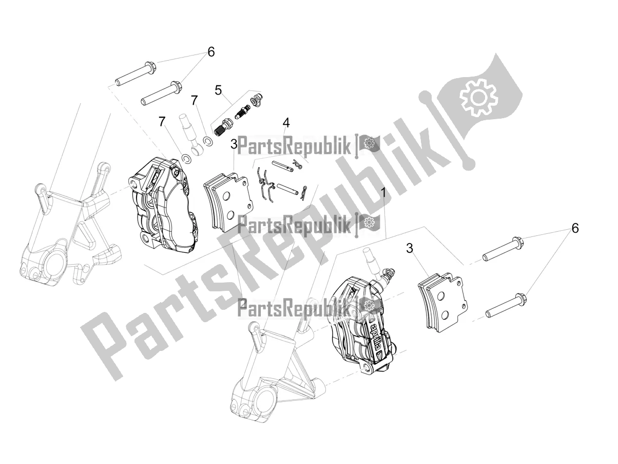 All parts for the Front Brake Caliper of the Aprilia Dorsoduro 900 ABS USA 2019