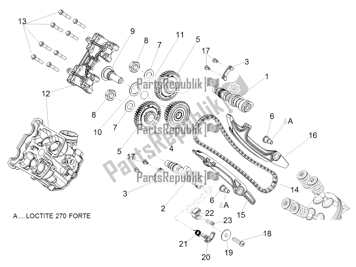 All parts for the Front Cylinder Timing System of the Aprilia Dorsoduro 900 ABS USA 2019