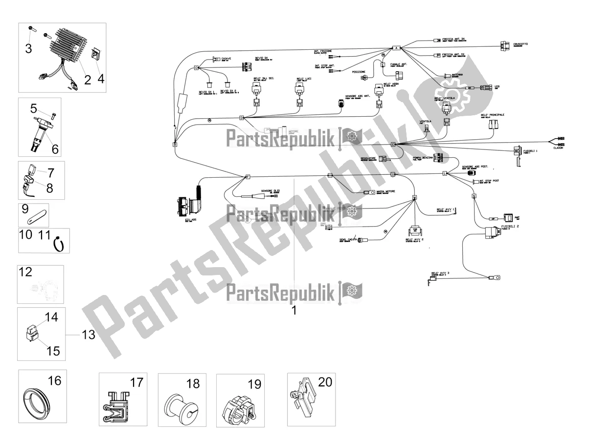 All parts for the Front Electrical System of the Aprilia Dorsoduro 900 ABS USA 2019