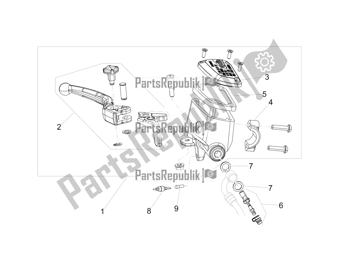 Alle onderdelen voor de Voorste Hoofdcilinder van de Aprilia Dorsoduro 900 ABS USA 2019