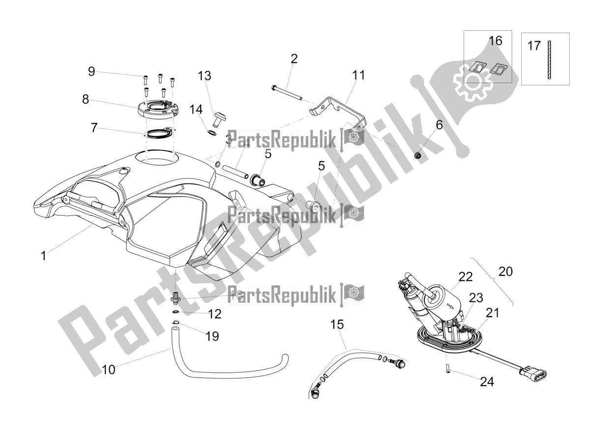 Todas as partes de Tanque De Combustível do Aprilia Dorsoduro 900 ABS USA 2019