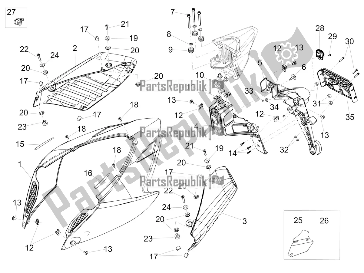 Toutes les pièces pour le Corps Arrière du Aprilia Dorsoduro 900 ABS USA 2019