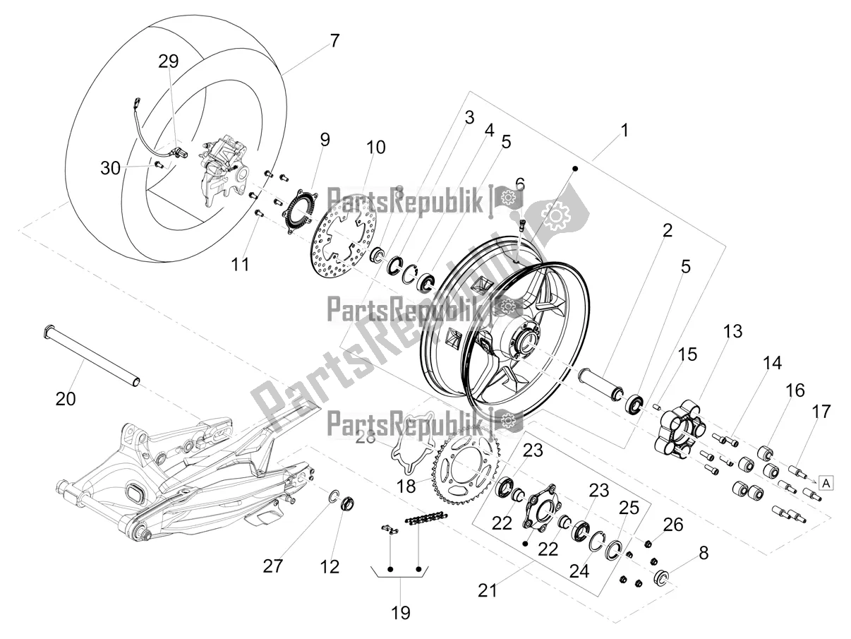 Toutes les pièces pour le Roue Arrière du Aprilia Dorsoduro 900 ABS USA 2019