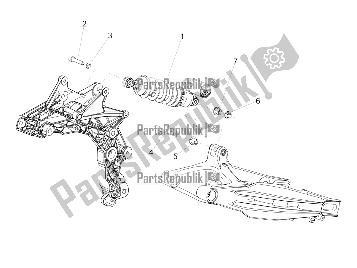 Alle onderdelen voor de Schokdemper van de Aprilia Dorsoduro 900 ABS USA 2019