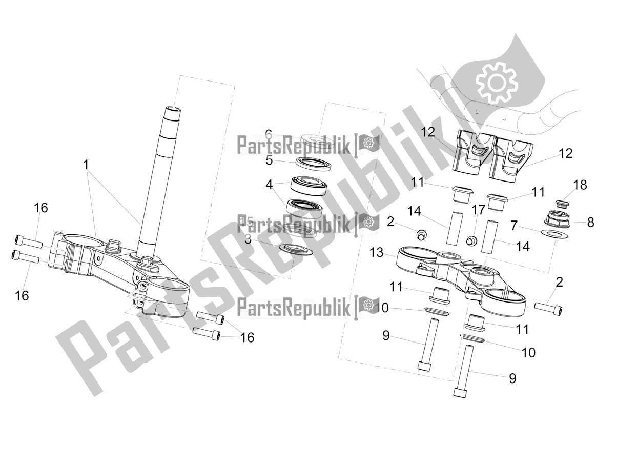 Todas as partes de Direção do Aprilia Dorsoduro 900 ABS USA 2019