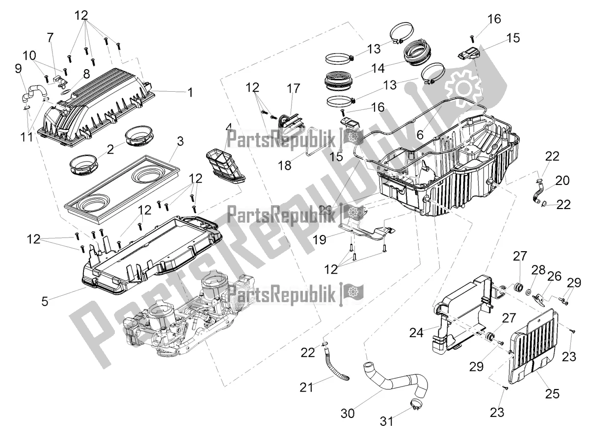 Alle Teile für das Luft Box des Aprilia Dorsoduro 900 ABS USA 2020