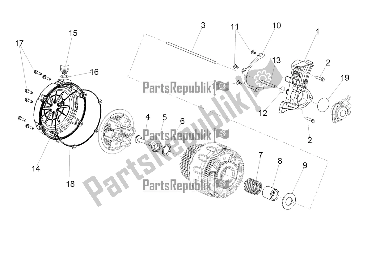 Alle onderdelen voor de Koppelingsdeksel van de Aprilia Dorsoduro 900 ABS USA 2020