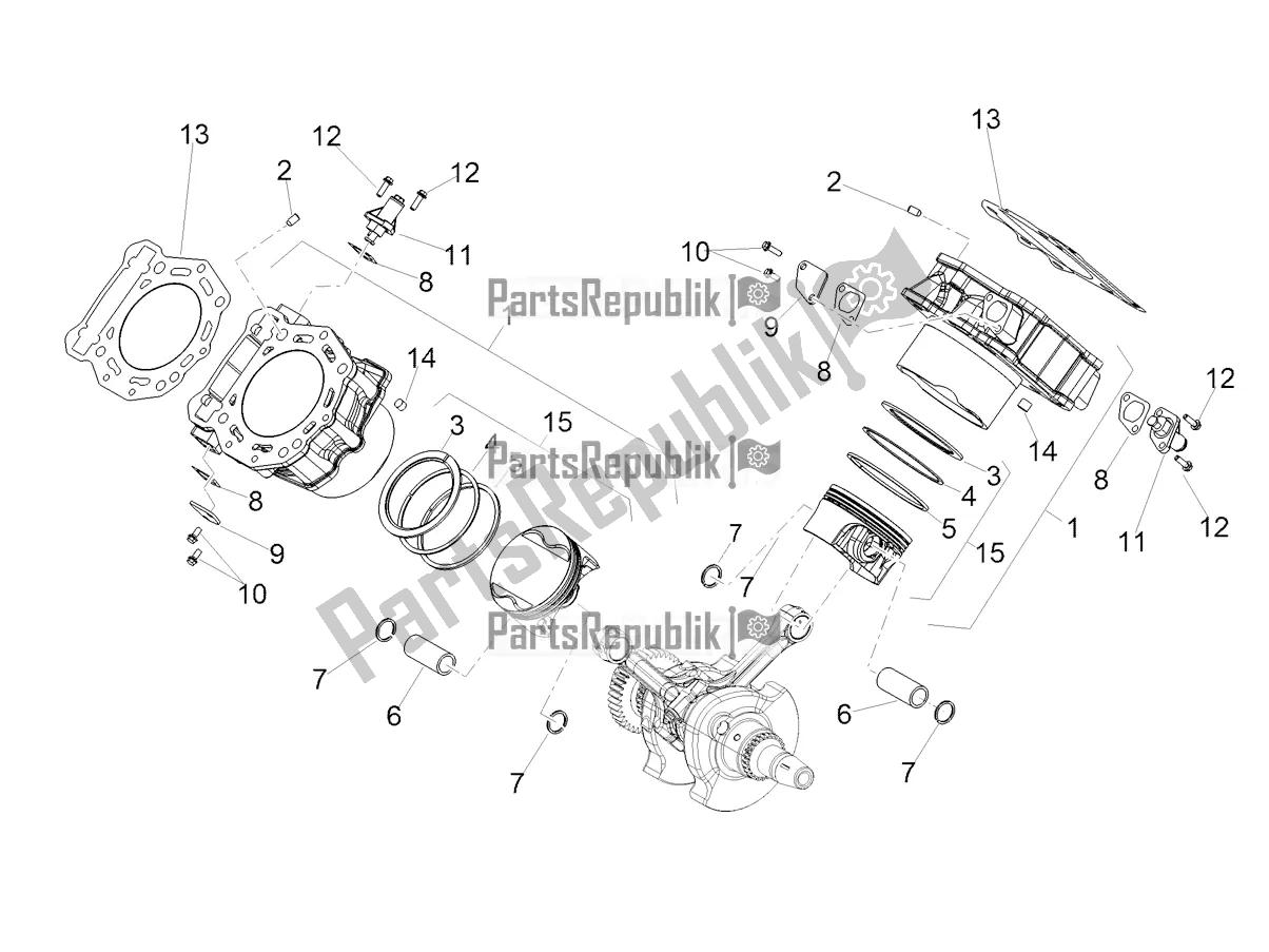 Alle onderdelen voor de Cilinder - Zuiger van de Aprilia Dorsoduro 900 ABS USA 2020