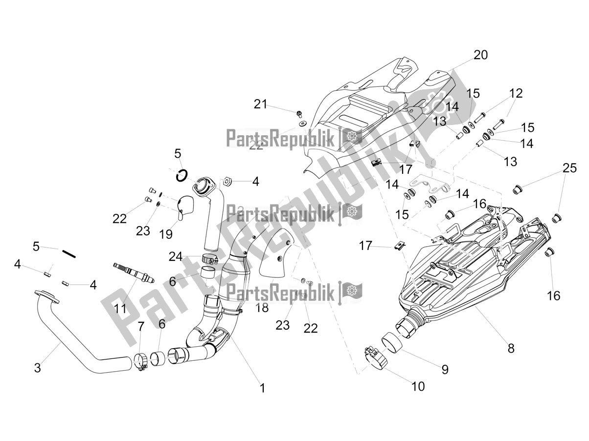 Wszystkie części do Rura Wydechowa Aprilia Dorsoduro 900 ABS USA 2020