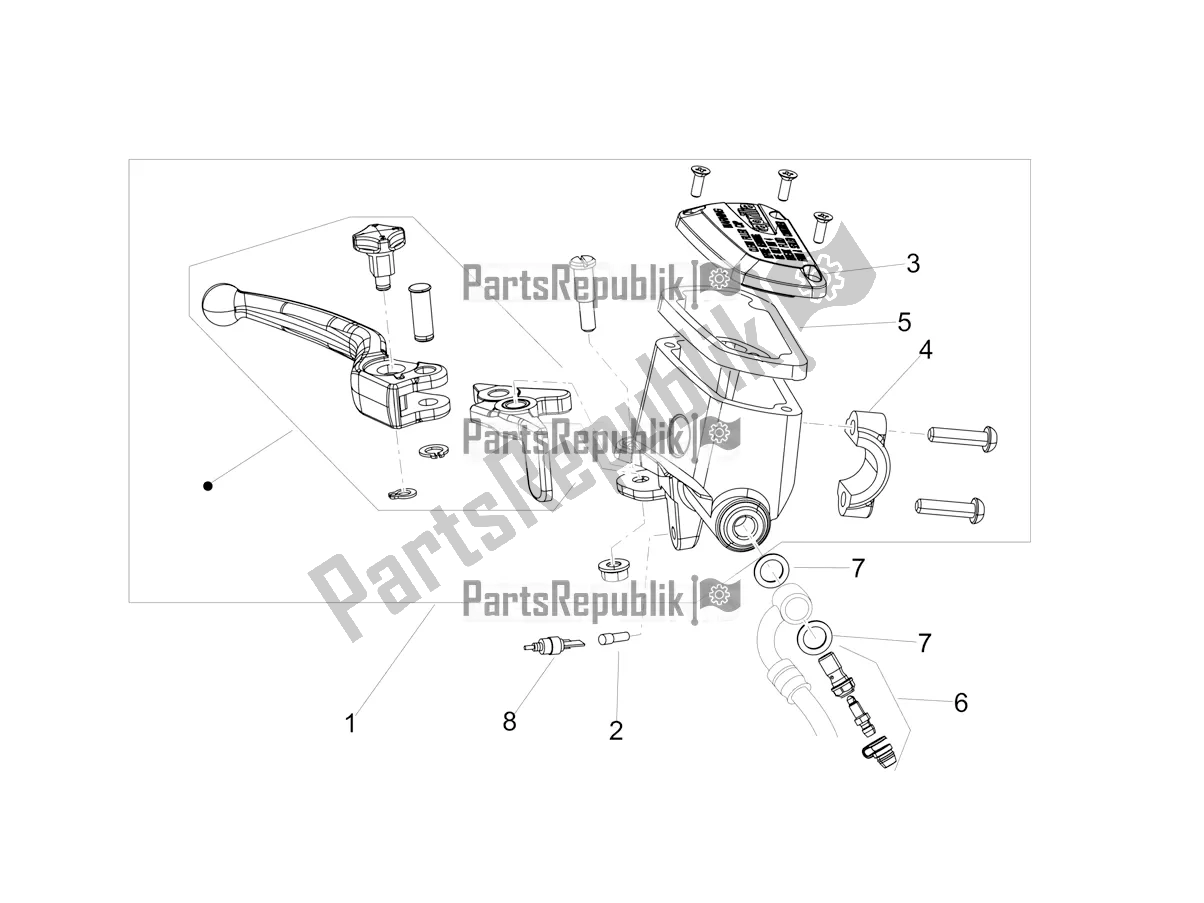 Alle onderdelen voor de Voorste Hoofdcilinder van de Aprilia Dorsoduro 900 ABS USA 2020