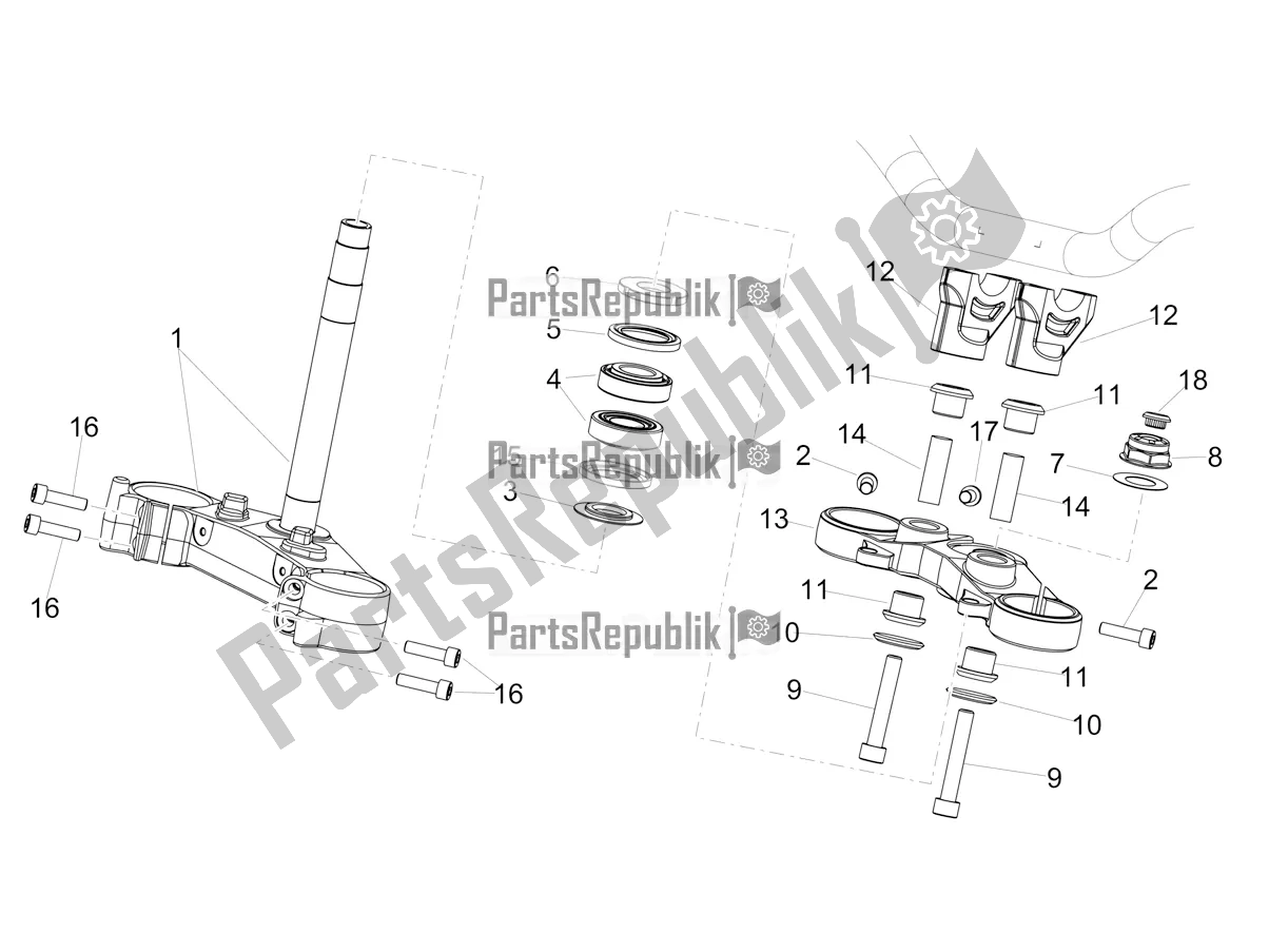 Alle onderdelen voor de Sturen van de Aprilia Dorsoduro 900 ABS USA 2020
