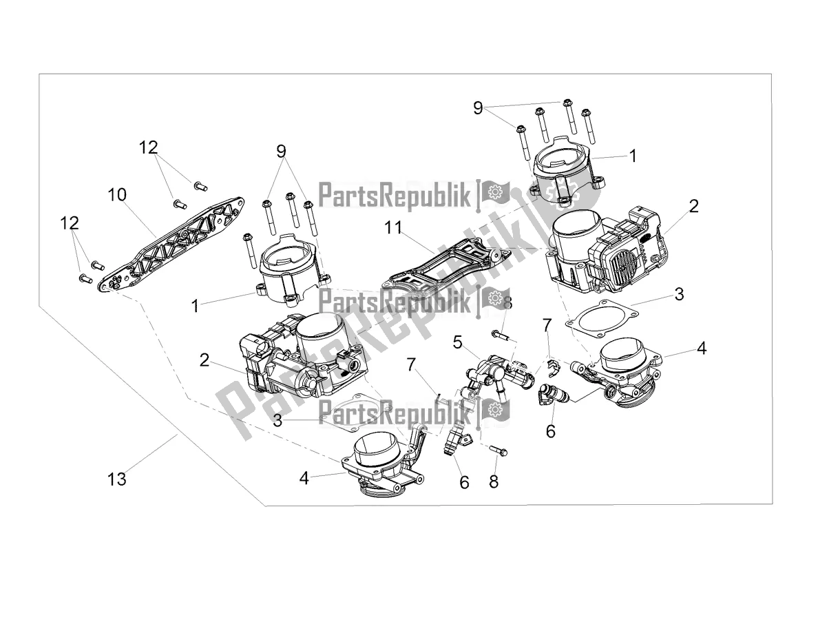 Alle Teile für das Drosselklappengehäuse des Aprilia Dorsoduro 900 ABS USA 2020