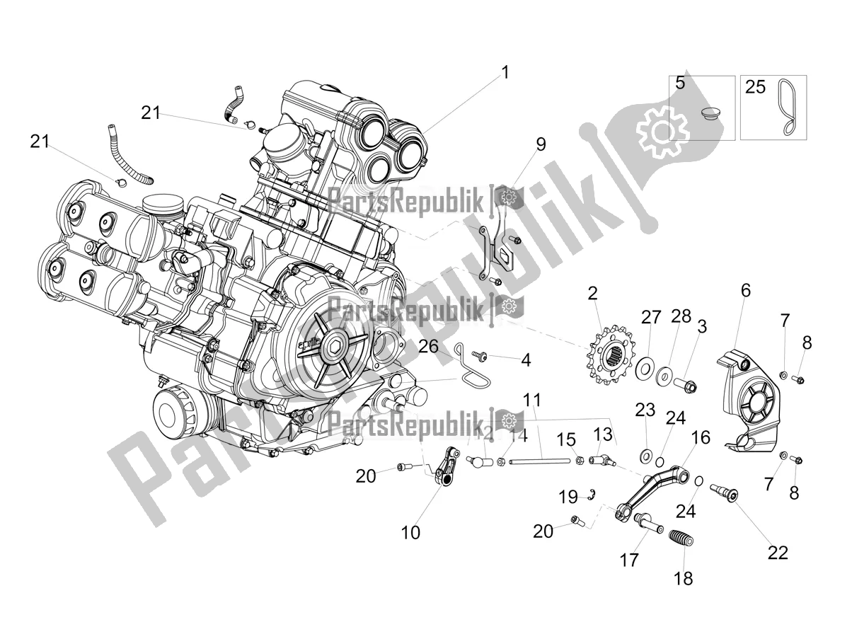 Todas as partes de Alavanca Parcial De Completação Do Motor do Aprilia Dorsoduro 900 ABS USA 2021