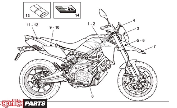 All parts for the Decors of the Aprilia Dorsoduro Factory 60 750 2010