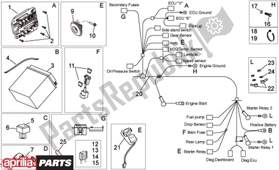 Alle onderdelen voor de Elektrische Installatie Ii van de Aprilia Dorsoduro Factory 60 750 2010