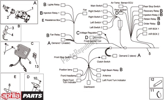 Wszystkie części do Elektrische Installatie Aprilia Dorsoduro Factory 60 750 2010