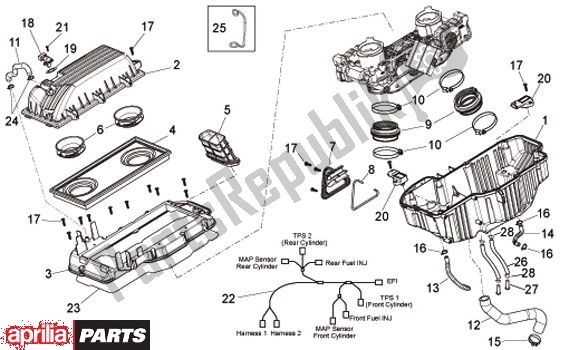 Alle onderdelen voor de Luchtfilter van de Aprilia Dorsoduro Factory 60 750 2010