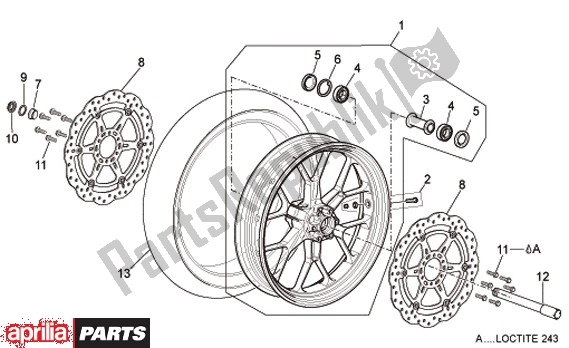 Tutte le parti per il Ruota Anteriore del Aprilia Dorsoduro Factory 60 750 2010